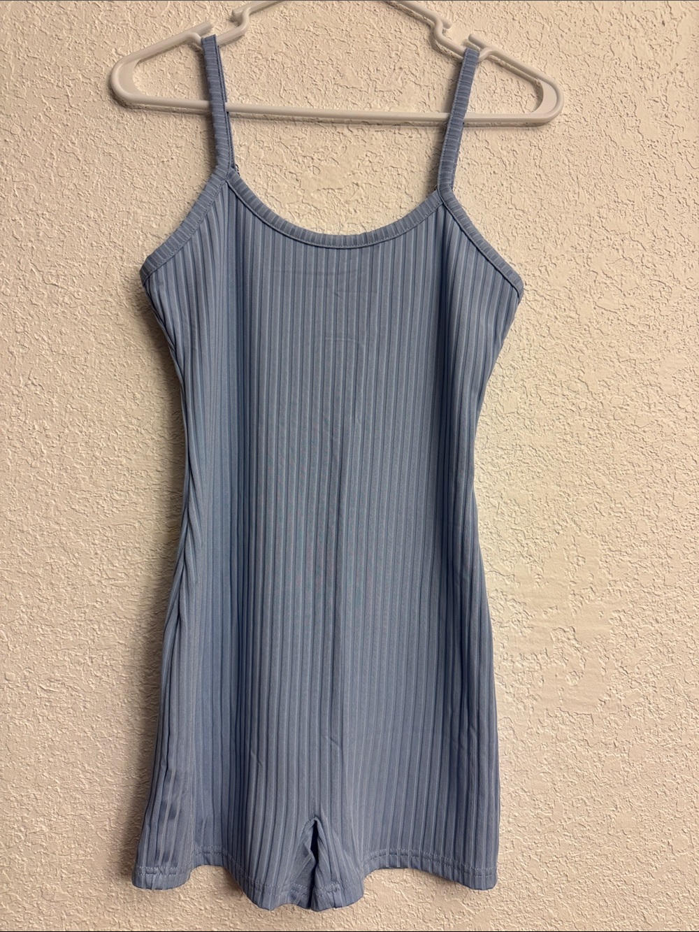 SHEIN Sky Blue Ribbed Slip Mini Dress